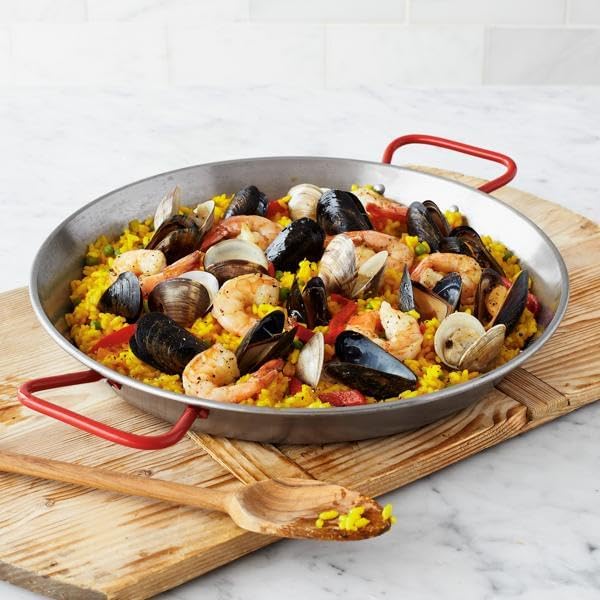 Spanish Paella Pan, 16½", Serves 10, Silver