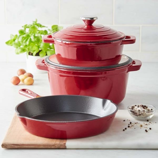 Sur La Table Enameled Cast Iron 5-Piece Set , Blue