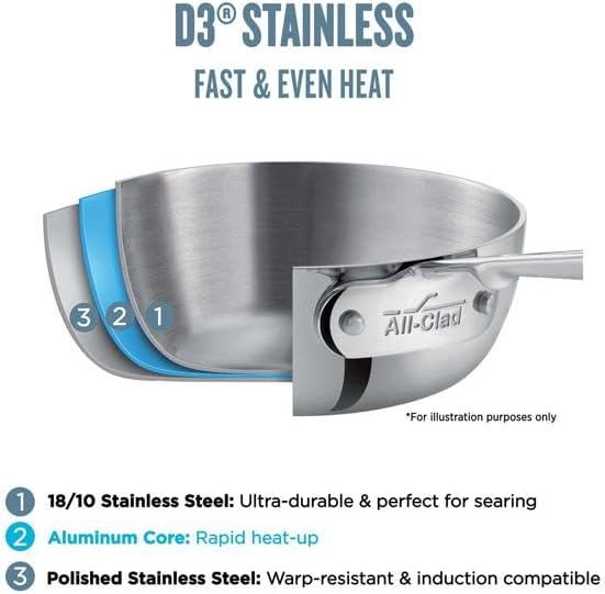 All-Clad D3 Stainless Steel Anniversary Casserole, 4 qt.