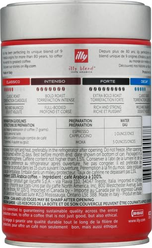 illy Ground Espresso Coffee, Classico Medium Roast, 8.8 oz