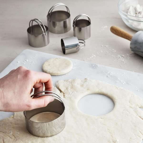 Sur La Table Stainless Steel Round Biscuit Cutters, Set of 5 , Silver