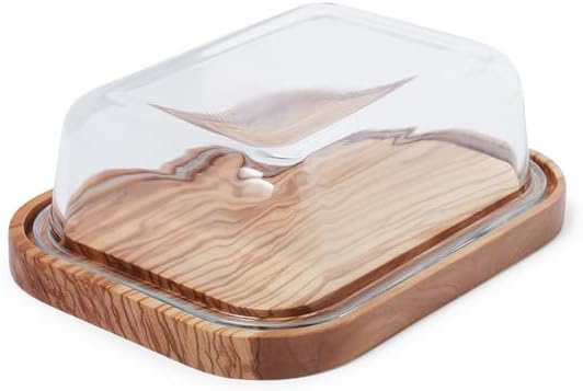 Sur La Table Olivewood Butter Dish , Clear
