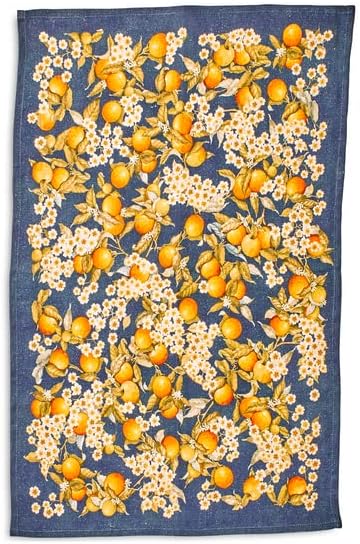 Sur La Table Orange Blossoms Linen Kitchen Towel , Yellow