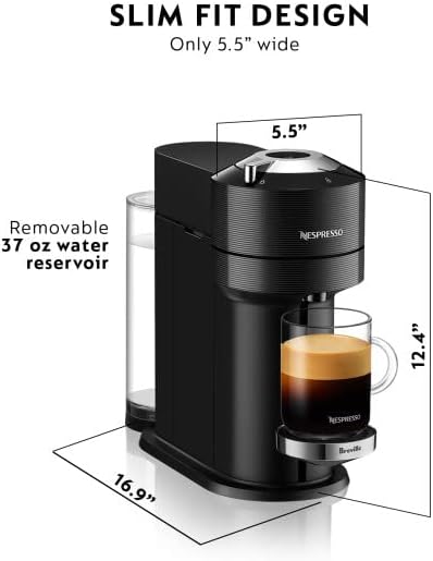 Nespresso Vertuo Next Premium Coffee Machine with Milk Frother, Black