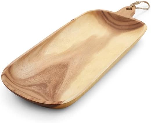 Sur La Table Acacia Oval Serving Platter with Handle , Tan