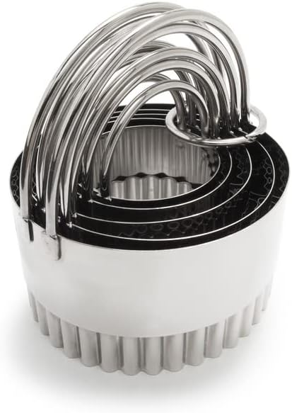 Sur La Table Stainless Steel Fluted Biscuit Cutters, Set of 5 , Silver