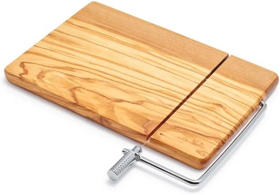 Sur La Table Olivewood Cheese Board with Built-In Slicer , Tan
