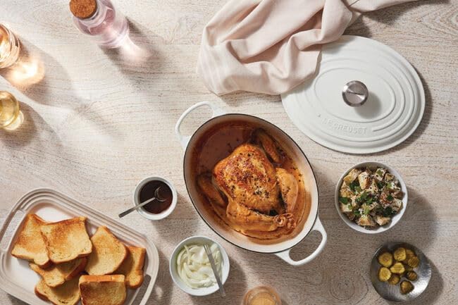 Le Creuset Enameled Cast Iron Oval Dutch Oven, 5 qt, White
