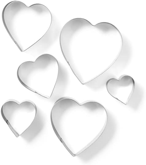 Sur La Table Heart Cookie Cutters, Set of 6 , Stainless Steel