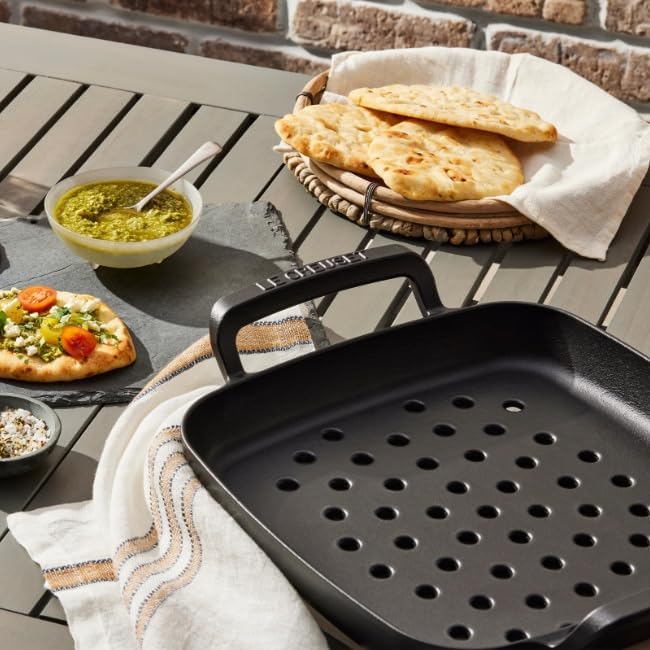 Le Creuset Enameled Cast Iron Square Grill Basket, 12"