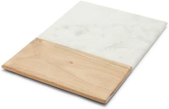 Sur La Table Rectangular Marble and Acacia Wood Serving Board , White