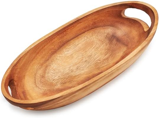 Sur La Table Acacia Serving Tray with Handles , Brown