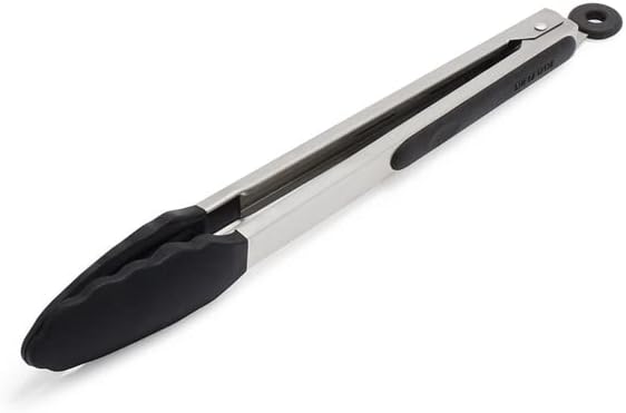 Sur La Table Silicone-Tipped Tongs, 12" , Black