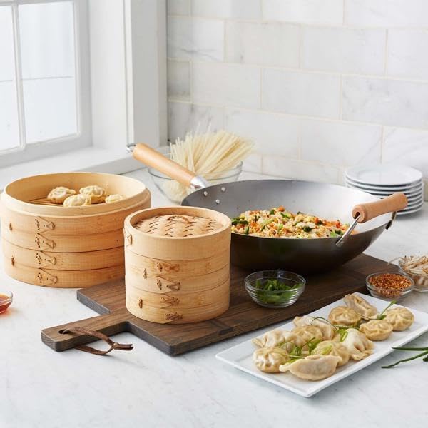 Sur La Table Bamboo Steamer, 10" , Yellow
