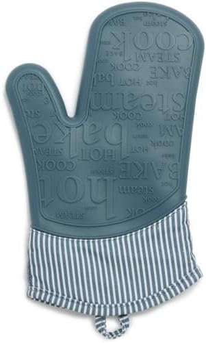 Sur La Table Silicone Striped Oven Mitt , Red