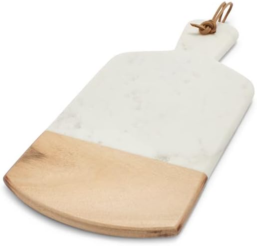 Sur La Table Marble and Acacia Wood Serving Paddle , White