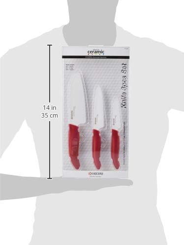 KYOCERA Revolution 3-Piece Ceramic Knife Set – Ultra-Sharp Japanese Cutlery Red