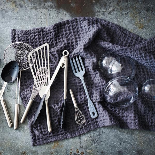 Sur La Table Washed Waffle Kitchen Towels, Set of 2 , Dove Grey