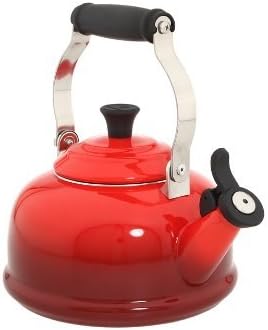 Le Creuset Enamel On Steel Whistling Tea Kettle, 1.7 qt., CeriseBlack Knob