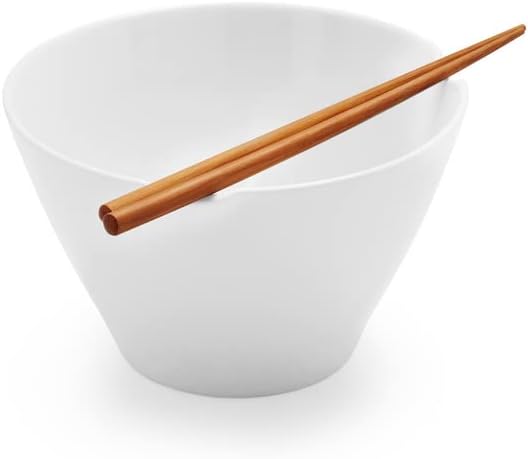 Sur La Table Rice Bowl with Bamboo Chopsticks , White
