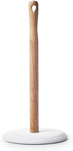 Sur La Table Marble & Acacia Paper Towel Holder , White