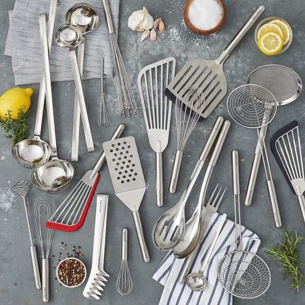 Sur La table Large Stainless Steel Slotted Spoon , Silver